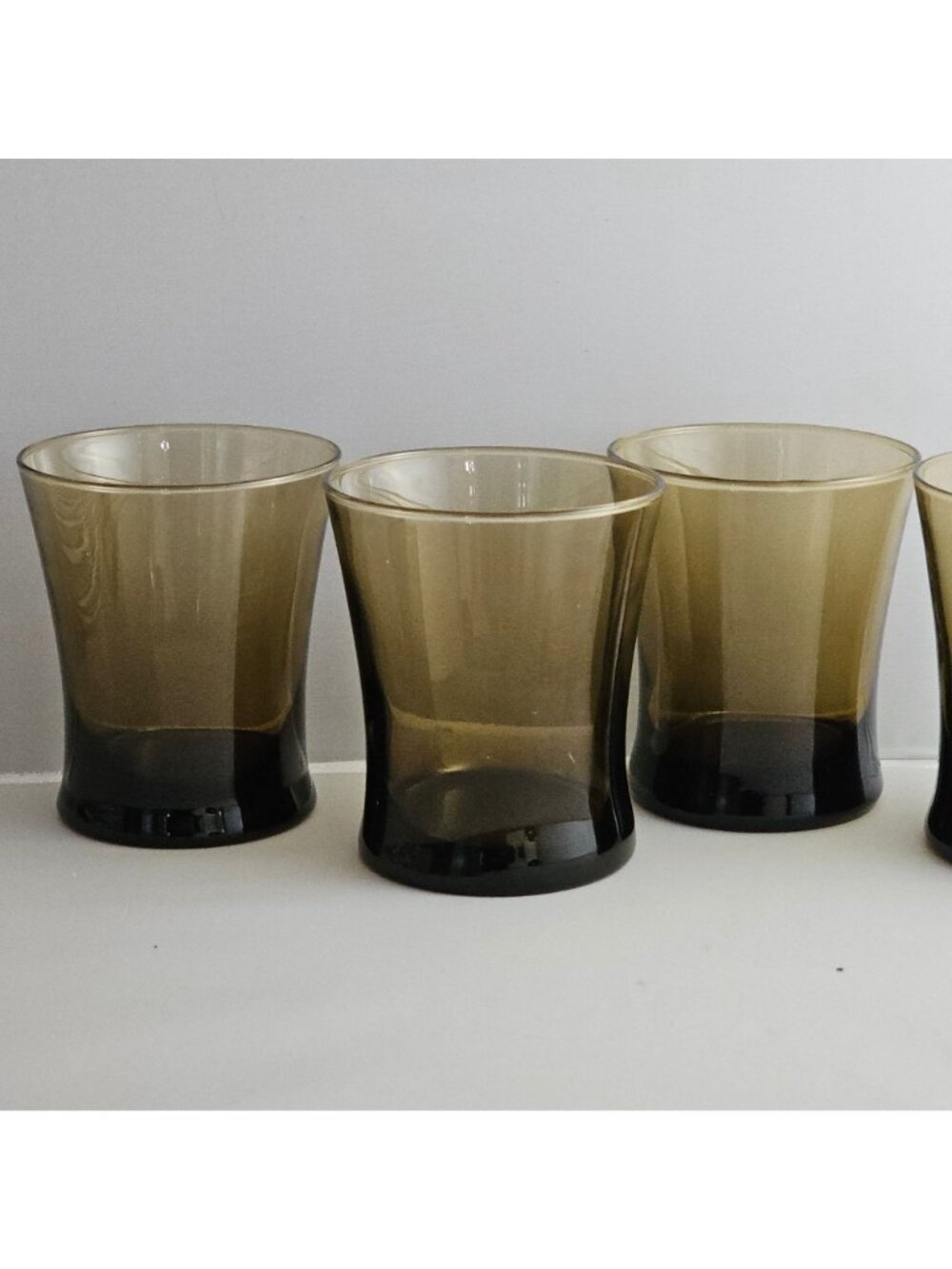 4 Anchor Hocking Linden Mocha Double Old Fashion Glasses 12oz flared brown 4" - Picture 7 of 8